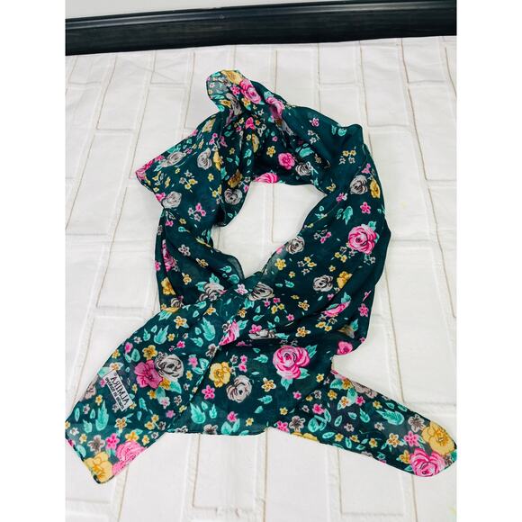 NEW emerald green floral soft light scarf - Picture 5 of 6